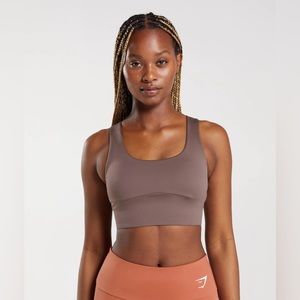 Gymshark Longline Sports Bra - Truffle Brown - Size Small